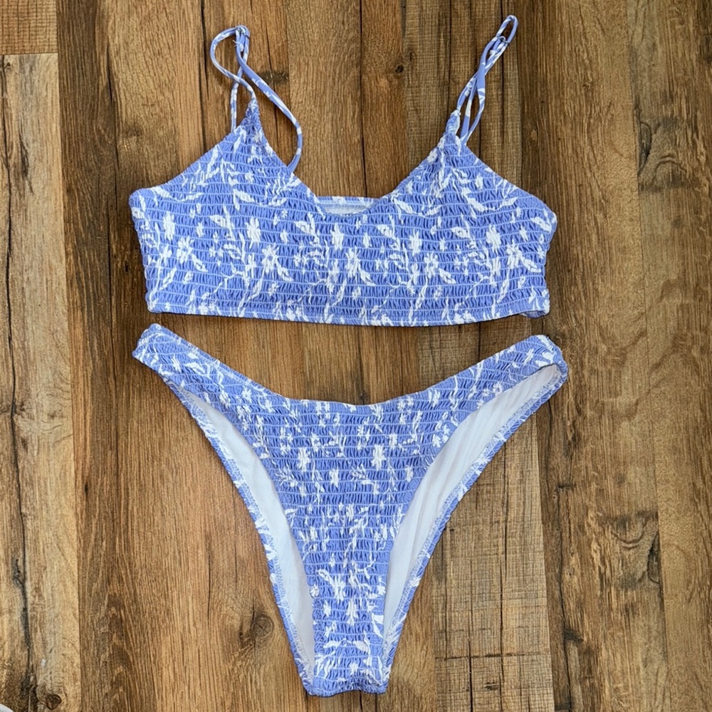 SHEIN Blue and White Bikini Set